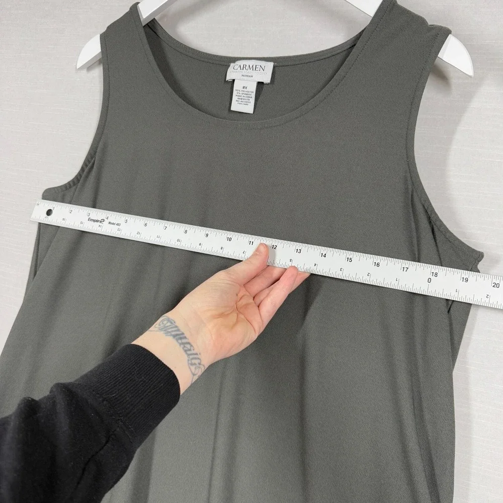 Carmen Narc Valvo Top Womens 14 Gray Beaded Work Office Business Edgy Chic - Picture 9 of 10